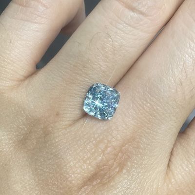 Diamond Cushion Shape coloré par CVD synthétique bleu intense de fantaisie 3+ct
