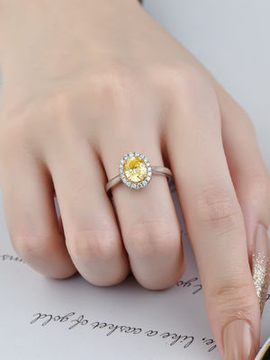 Haut laboratoire Diamond Wedding Ring Engagement Ring de Diamond Rings Yellow Oval Cut de fantaisie de clarté