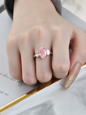 anneau 10 Mohs de Diamond Jewelry Oval Pink Diamond du laboratoire 3.52ct
