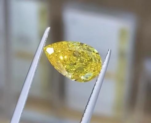1.16ct Pier Cut Lab Fancy Jaune Vivant HPHT Diamant VS1 Clarté Idéal pour les bijoux de mariage