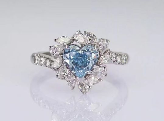 Lab Diamant bijoux alliance alliance alliance de mariage bleu cœur diamant détachés diamants synthétiques