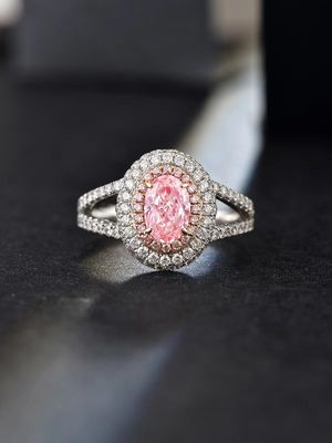 0.89ct Fabriqué en laboratoire, synthétique, rose rose, CVD, diamant, certifié IGI, 18K, or blanc, ensemble diamant.