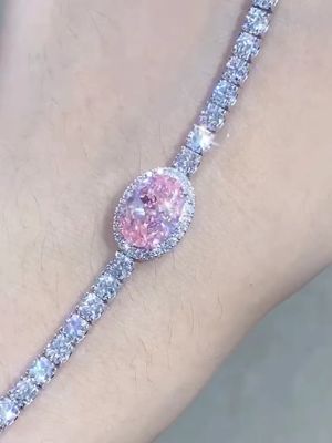 2.87ct Diamant rose Bracelet de tennis Ovale coupé en vrac Diamants synthétiques