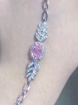 Bracelet de tennis à diamants de coupe ovale de forme synthétique 2.72ct Bracelet de diamants rose de forme ovale