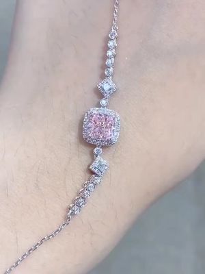 Cushion Cut Lab Créé Bracelet en diamant Rose Couleur en diamant de luxe 1,52ct