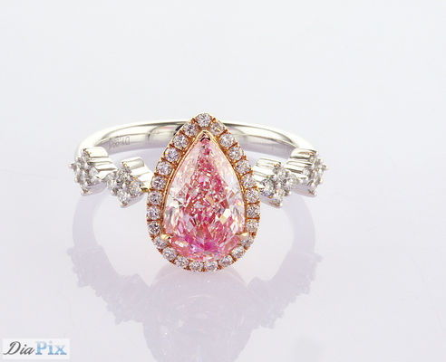 2.31ct coupure de poire rose de laboratoire adulte diamant halo anneau IGI certifié pour les femmes mariage