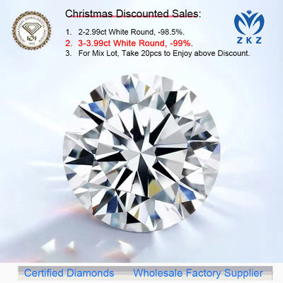 CVD DEF VS VVS Ronde Coupe brillante 3ct + Diamants cultivés en laboratoire Certificat IGI Fournisseur d'usine de gros