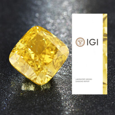 Le laboratoire lâche synthétique de HPHT a créé Diamond Cushion Cut jaune vif de fantaisie 3.51ct