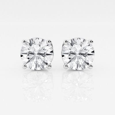 4 griffes Boucles d'oreilles AU750 CVD DEF VS VVS Ronde Diamants synthétiques cultivés en laboratoire Certifié IGI
