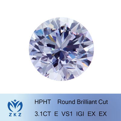 couleur blanche de coupe brillante des diamants 3.1Ct développée par laboratoire lâche synthétique