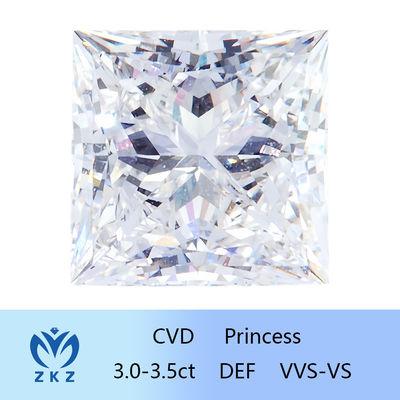 Certification synthétique sans couleur de princesse développée par laboratoire lâche Shape 3ct~3.4ct Diamond With IGI de CVD de diamant