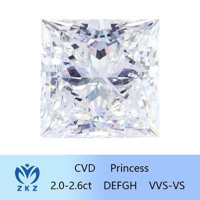 Diamant de laboratoire de coupe de princesse certifié par l'IGI en tant que diamant CVD synthétique 2ct-2.6ct Vente directe d'usine