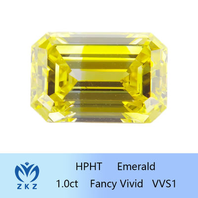 HPHT 1ct Créé en laboratoire Diamants jaunes Coupe émeraude Clarté VVS Certifié IGI