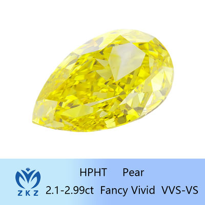10 Mohs Loose Pear Cut Lab créé diamant jaune de 2,1 à 2,99 carats