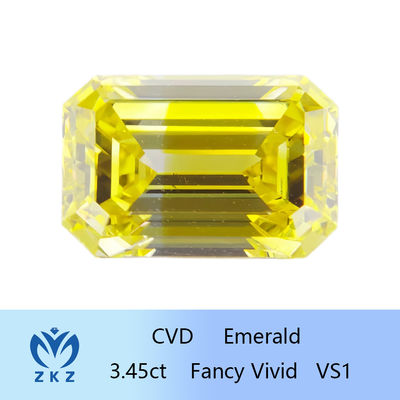Le laboratoire lâche de HPHT a créé Diamond Emerald Cut jaune IGI diplômée
