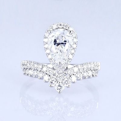 18k forme de poire diamants pleins femmes bague laboratoire diamants adulte bague princesse design design de luxe