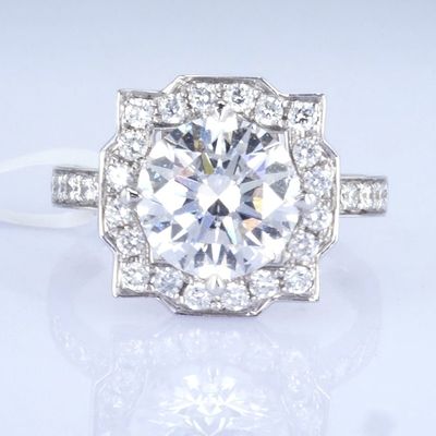 18k Cool Design Ring 3ct Blanc Diamant de laboratoire Ronde forme Ringe de diamant synthétique