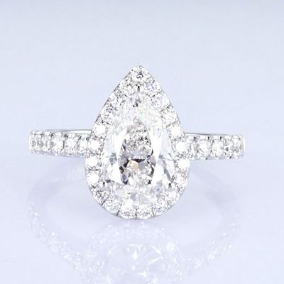 18k poire autour de diamants pleins Femmes anneau blanc laboratoire diamants cultivés anneau belle conception pour les cadeaux pour la fête
