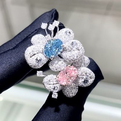 18K Ovale Forme Deux Couleurs Style Bague Laboratoire Cultivé Rose Diamant Bague Luxe Et Le Design Exquis Pour La Fête Pour Le Banquet