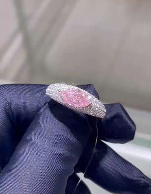 Marquise Laboratoire cultivé bijoux en diamant rose CVD diamant anneau 18k blanc or passer le test