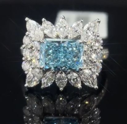 2.20ct Anneau en diamant de laboratoire bleu avec décoration de style pour des occasions spéciales