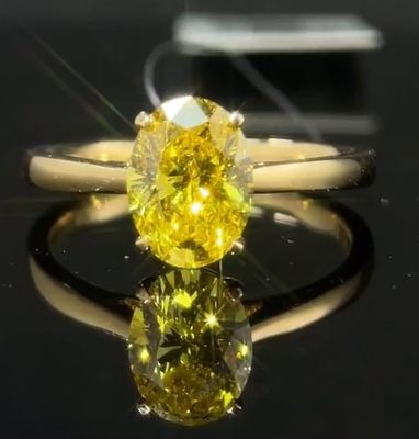 1.59ct Diamant de laboratoire bijoux Ovale coupé Diamant Ring Fancy Vivid Jaune Style classique
