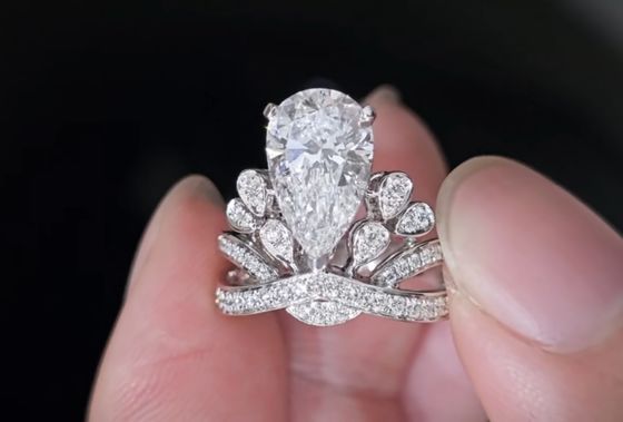 CH Personnalisation Lab Labag Grown Diamond Rings Pel Crown Diamond Ring 18K Anneau de fiançailles